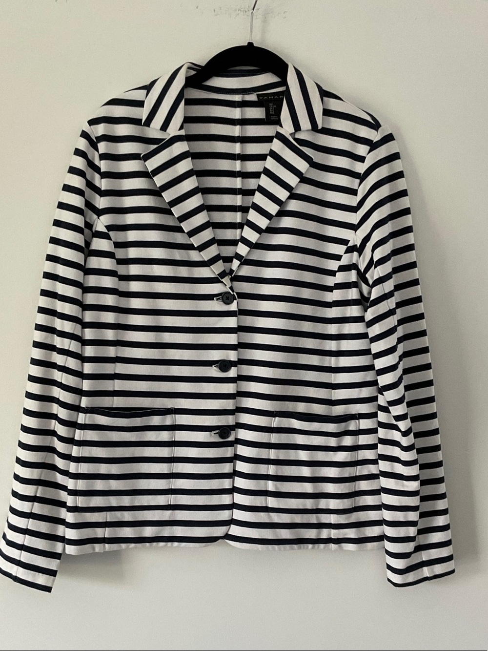 Tahari Black and White Striped Blazer